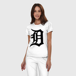 Пижама хлопковая женская Detroit Tigers, цвет: белый — фото 2