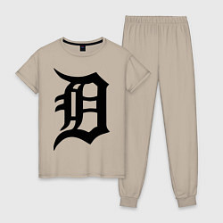 Пижама хлопковая женская Detroit Tigers, цвет: миндальный