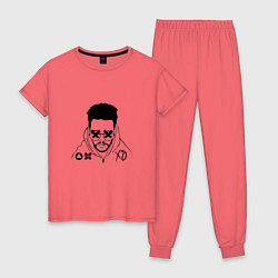 Пижама хлопковая женская The Weeknd, цвет: коралловый