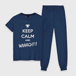Пижама хлопковая женская Keep Calm & WAAAGH, цвет: тёмно-синий