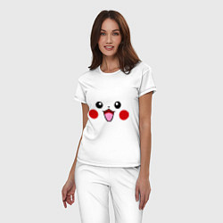 Пижама хлопковая женская Happy Pikachu, цвет: белый — фото 2