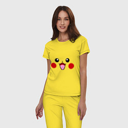 Пижама хлопковая женская Happy Pikachu, цвет: желтый — фото 2