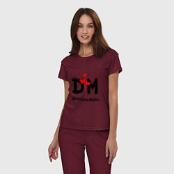 Пижама хлопковая женская Depeche Mode Rose, цвет: меланж-бордовый — фото 2