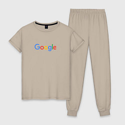 Пижама хлопковая женская Google, цвет: миндальный