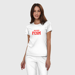 Пижама хлопковая женская FCSM Club, цвет: белый — фото 2