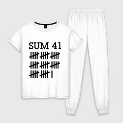 Пижама хлопковая женская Sum 41: Days, цвет: белый