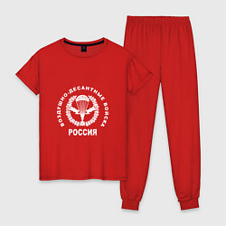 Пижама хлопковая женская Шеврон ВДВ, цвет: красный