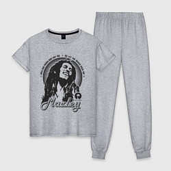Пижама хлопковая женская Bob Marley: Island, цвет: меланж