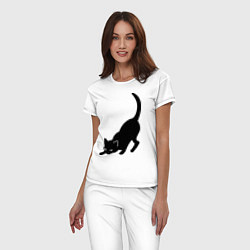 Пижама хлопковая женская ЧернаяБелая кошечка, цвет: белый — фото 2