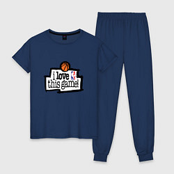 Пижама хлопковая женская Basketball: I love this game, цвет: тёмно-синий