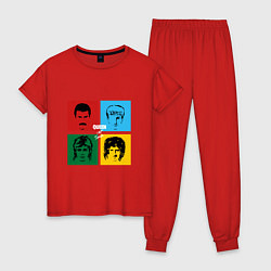Пижама хлопковая женская Queen Hot Space, цвет: красный