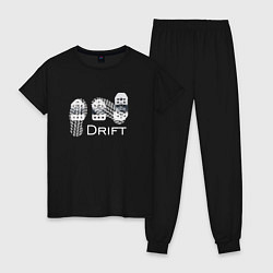 Пижама хлопковая женская Drift, цвет: черный