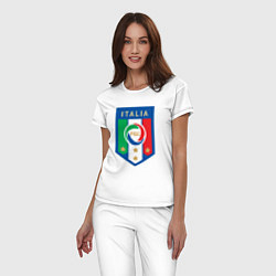 Пижама хлопковая женская Italia FIGC, цвет: белый — фото 2