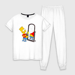 Пижама хлопковая женская Барт у зеркала, цвет: белый