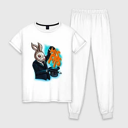 Пижама хлопковая женская Rabbit magician, цвет: белый