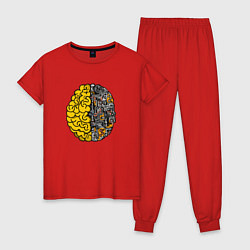 Пижама хлопковая женская Мозг инженера, цвет: красный