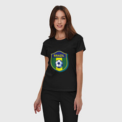 Пижама хлопковая женская Brazil Football, цвет: черный — фото 2