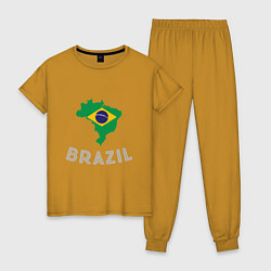 Пижама хлопковая женская Brazil Country, цвет: горчичный