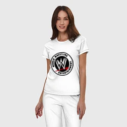 Пижама хлопковая женская World wrestling entertainment, цвет: белый — фото 2