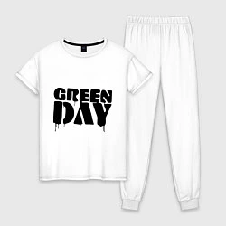 Пижама хлопковая женская Greeen Day: spray style, цвет: белый