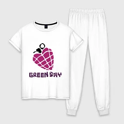 Пижама хлопковая женская Green Day is love, цвет: белый