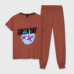 Пижама хлопковая женская Green Day: Dead Skull, цвет: кирпичный