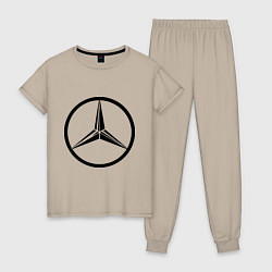Пижама хлопковая женская Mercedes-Benz logo, цвет: миндальный