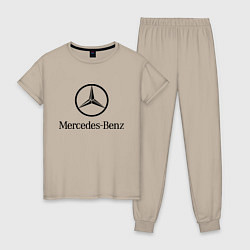 Пижама хлопковая женская Logo Mercedes-Benz, цвет: миндальный