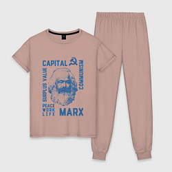 Пижама хлопковая женская Marx: Capital, цвет: пыльно-розовый