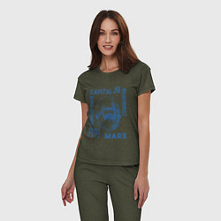 Пижама хлопковая женская Marx: Capital, цвет: меланж-хаки — фото 2
