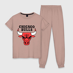 Пижама хлопковая женская Chicago Bulls, цвет: пыльно-розовый