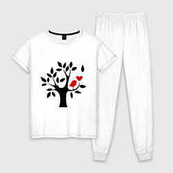 Пижама хлопковая женская Дерево любви, цвет: белый