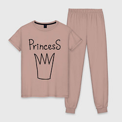 Пижама хлопковая женская PrincesS picture, цвет: пыльно-розовый
