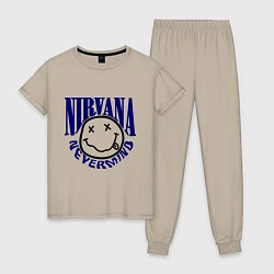 Пижама хлопковая женская Nevermind Nirvana, цвет: миндальный