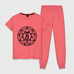 Пижама хлопковая женская Slipknot Pentagram, цвет: коралловый