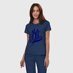 Пижама хлопковая женская NY - Yankees, цвет: тёмно-синий — фото 2