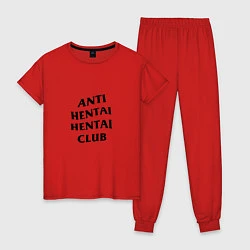 Пижама хлопковая женская ANTI HENTAI CLUB, цвет: красный