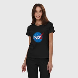 Пижама хлопковая женская NASA N7, цвет: черный — фото 2
