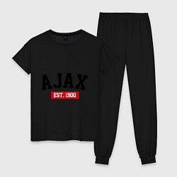 Пижама хлопковая женская FC Ajax Est. 1900, цвет: черный