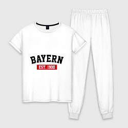 Пижама хлопковая женская FC Bayern Est. 1900, цвет: белый