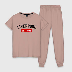 Пижама хлопковая женская FC Liverpool Est. 1892, цвет: пыльно-розовый