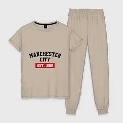 Пижама хлопковая женская FC Manchester City Est. 1880, цвет: миндальный