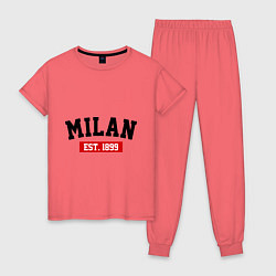 Пижама хлопковая женская FC Milan Est. 1899, цвет: коралловый