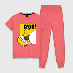 Пижама хлопковая женская Homer D'OH!, цвет: коралловый