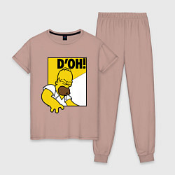 Пижама хлопковая женская Homer D'OH!, цвет: пыльно-розовый