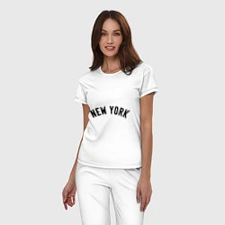 Пижама хлопковая женская New York Logo, цвет: белый — фото 2