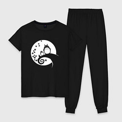 Пижама хлопковая женская Тоторо на Луне, цвет: черный