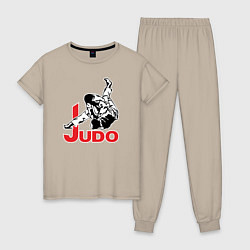 Пижама хлопковая женская Judo Master, цвет: миндальный