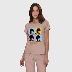 Пижама хлопковая женская The Beatles: pop-art, цвет: пыльно-розовый — фото 2