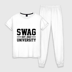 Пижама хлопковая женская Swag University, цвет: белый